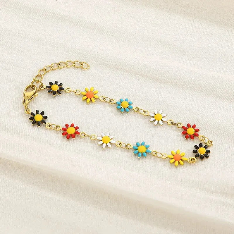 Flower & Cross Stainless Steel Bracelet One Size Bracelets - Tophatter Daily Deals