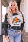 Round Neck Long Sleeve Pumpkin Graphic T-Shirt Charcoal Women's T-Shirts - Tophatter Daily Deals