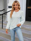 Printed Round Neck Flounce Sleeve Blouse Women's T-Shirts - Tophatter Daily Deals