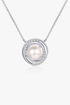 Moissanite Pearl Rhodium-Plated Necklace Moissanite - Tophatter Daily Deals