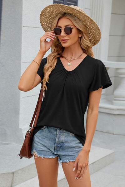 V-Neck Short Sleeve T-Shirt Women's T-Shirts - Tophatter Daily Deals