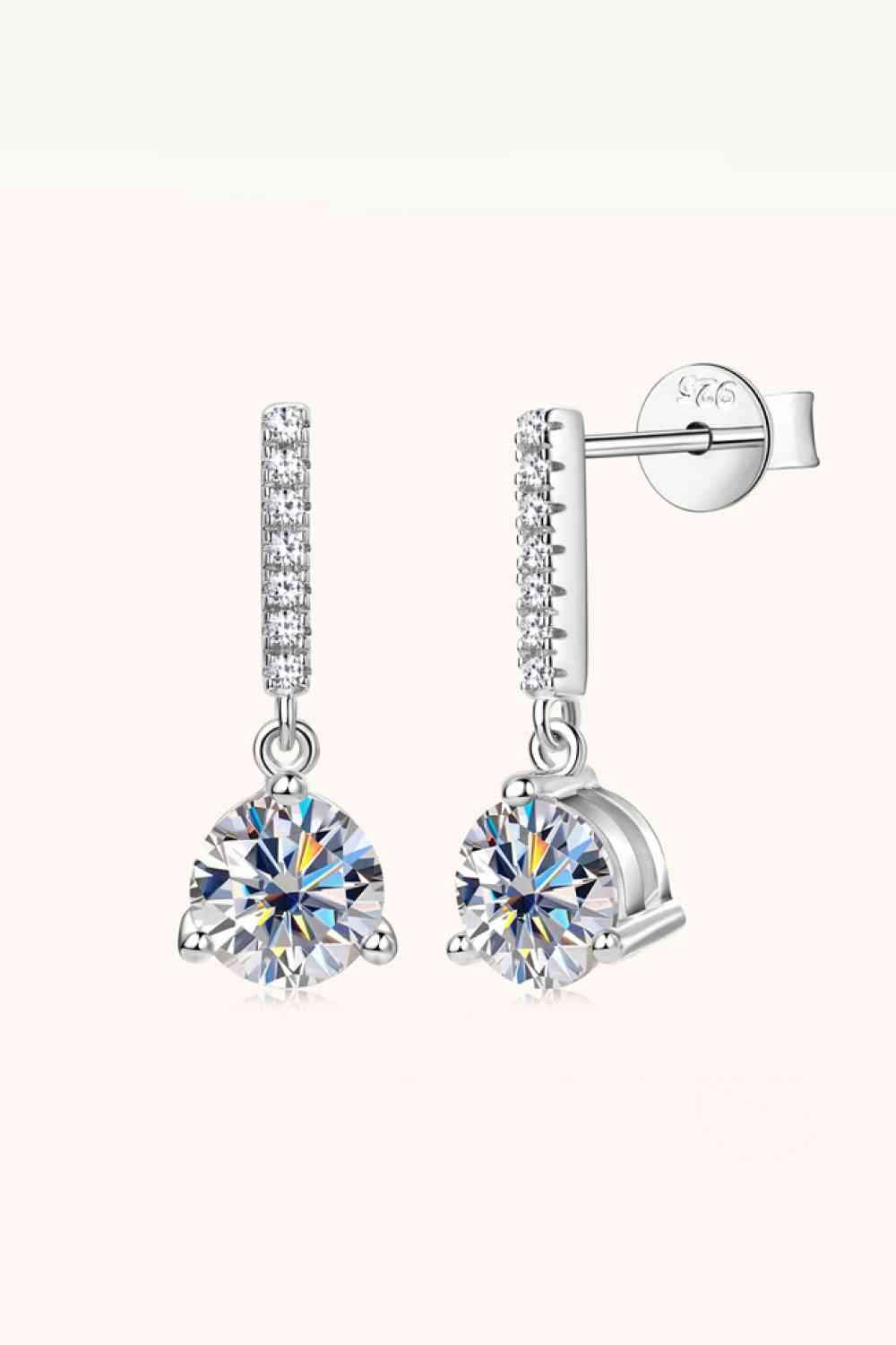 2 Carat Moissanite 925 Sterling Silver Drop Earrings Moissanite - Tophatter Daily Deals