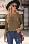 Crochet Lace Hem Sleeve Button Top Olive Blouses - Tophatter Daily Deals