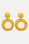 Round Shape Raffia Grass Dangle Earrings Banana Yellow One Size Earrings - Tophatter Daily Deals