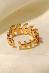 Zircon 18K Gold-Plated Leaf Open Ring Rings - Tophatter Daily Deals