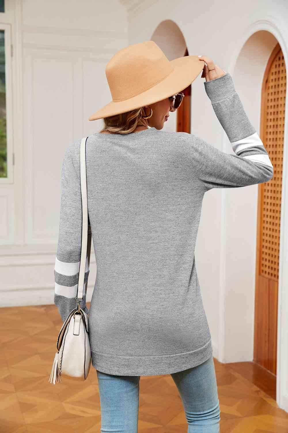 Round Neck Long Sleeve Top Women's T-Shirts - Tophatter Daily Deals