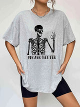 Round Neck Short Sleeve Never Better Graphic T-Shirt Women's T-Shirts - Tophatter Daily Deals