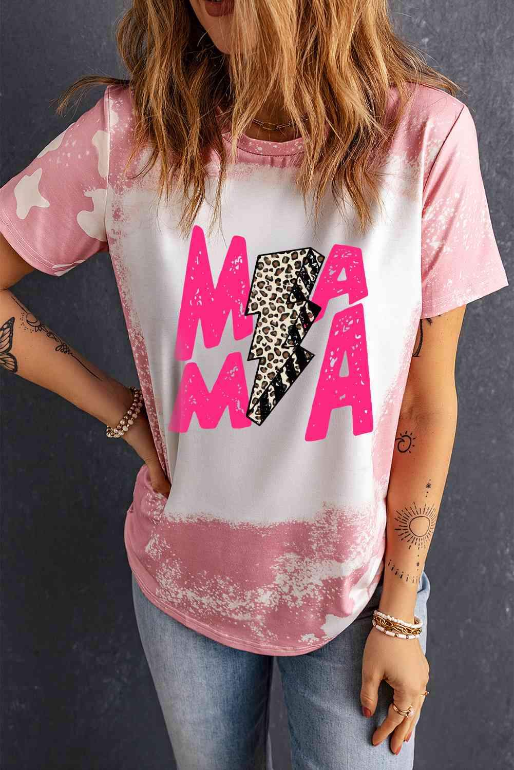 MAMA Graphic Printed Tee Shirt Women's T-Shirts - Tophatter Daily Deals