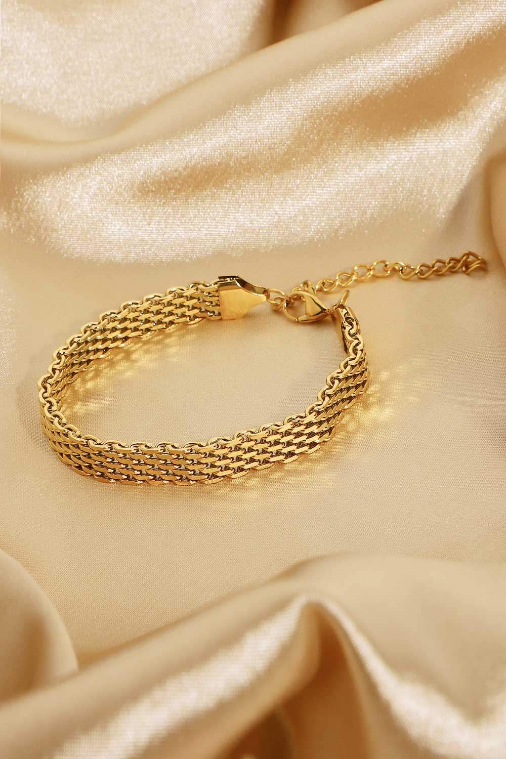 18K Gold-Plated Wide Chain Bracelet Bracelets - Tophatter Daily Deals