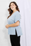 Zenana Simply Comfy Full Size V-Neck Loose Fit T-Shirt in Blue Women's T-Shirts - Tophatter Daily Deals