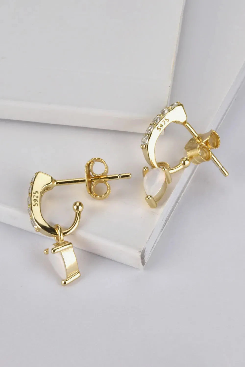 Opal 925 Sterling Silver Drop Earrings Earrings - Tophatter Daily Deals