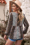 Animal Print Patchwork Balloon Sleeve Blouse Blouses - Tophatter Daily Deals