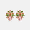 Flower Shape Glass Stone Stud Earrings Dusty Pink One Size Earrings - Tophatter Daily Deals