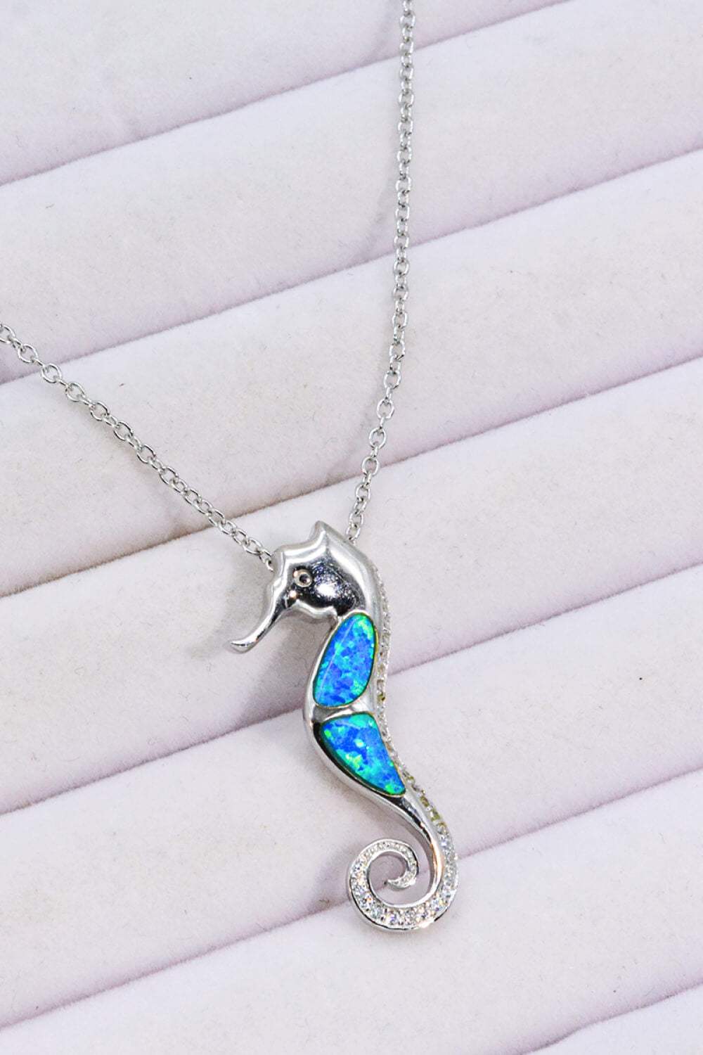 Opal Seahorse 925 Sterling Silver Necklace Opal - Tophatter Daily Deals