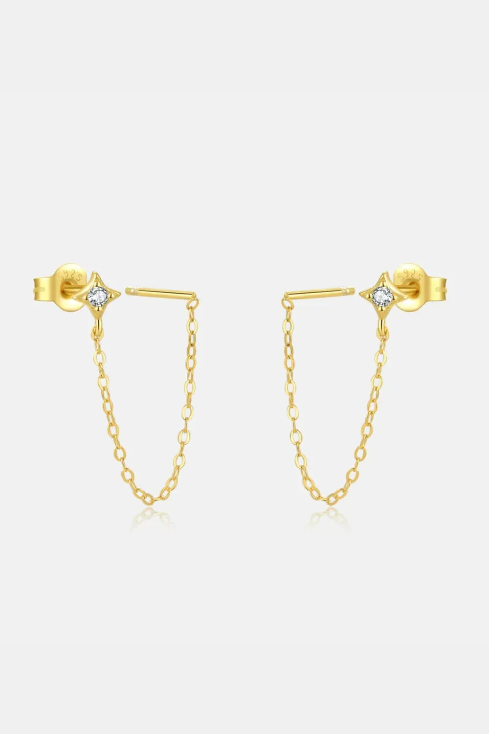 Inlaid Zircon Long Chain Stud Earrings Gold One Size Earrings - Tophatter Daily Deals