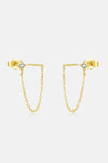 Inlaid Zircon Long Chain Stud Earrings Gold One Size Earrings - Tophatter Daily Deals