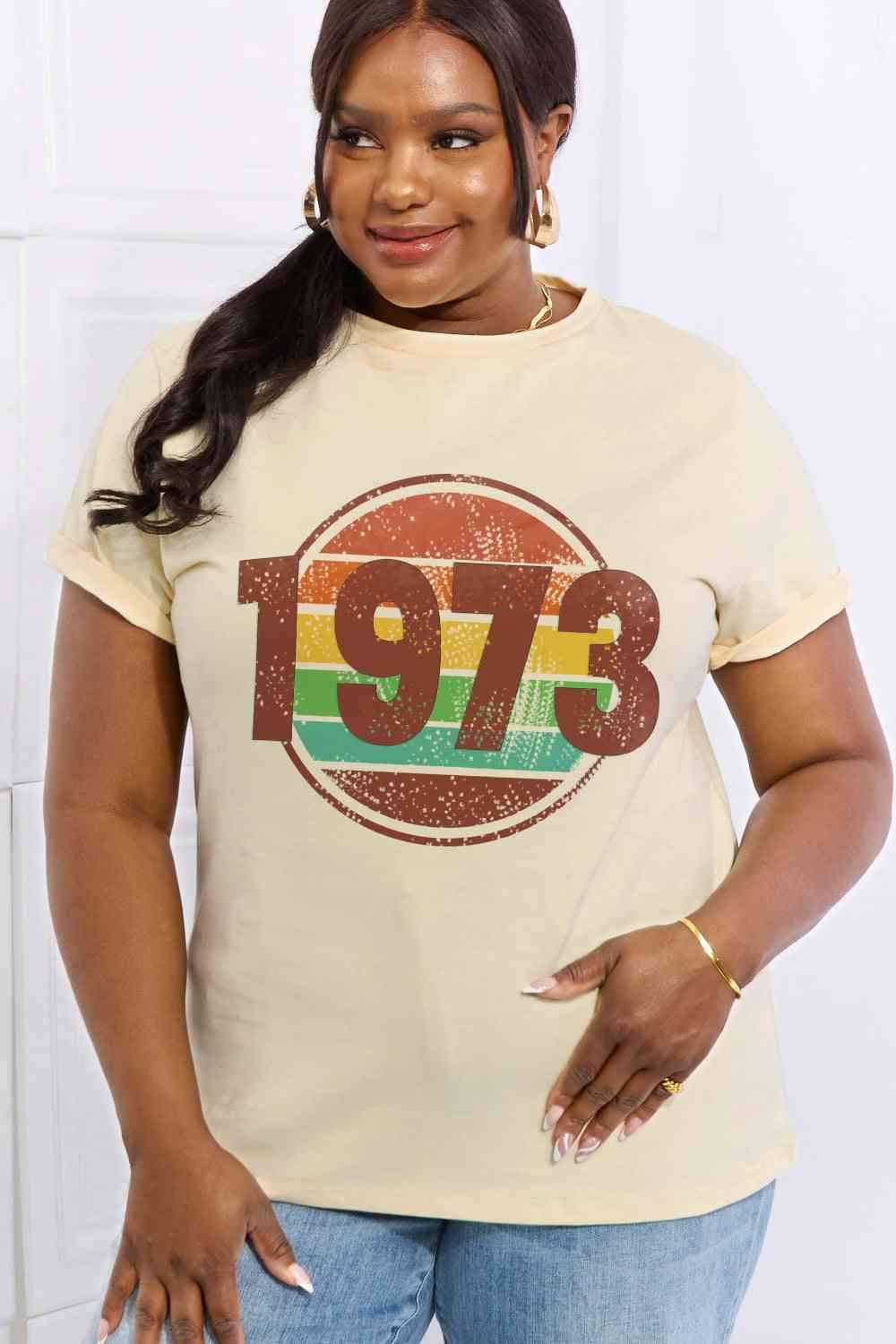 Simply Love Simply Love Full Size 1973 Graphic Cotton Tee Women's T-Shirts - Tophatter Daily Deals