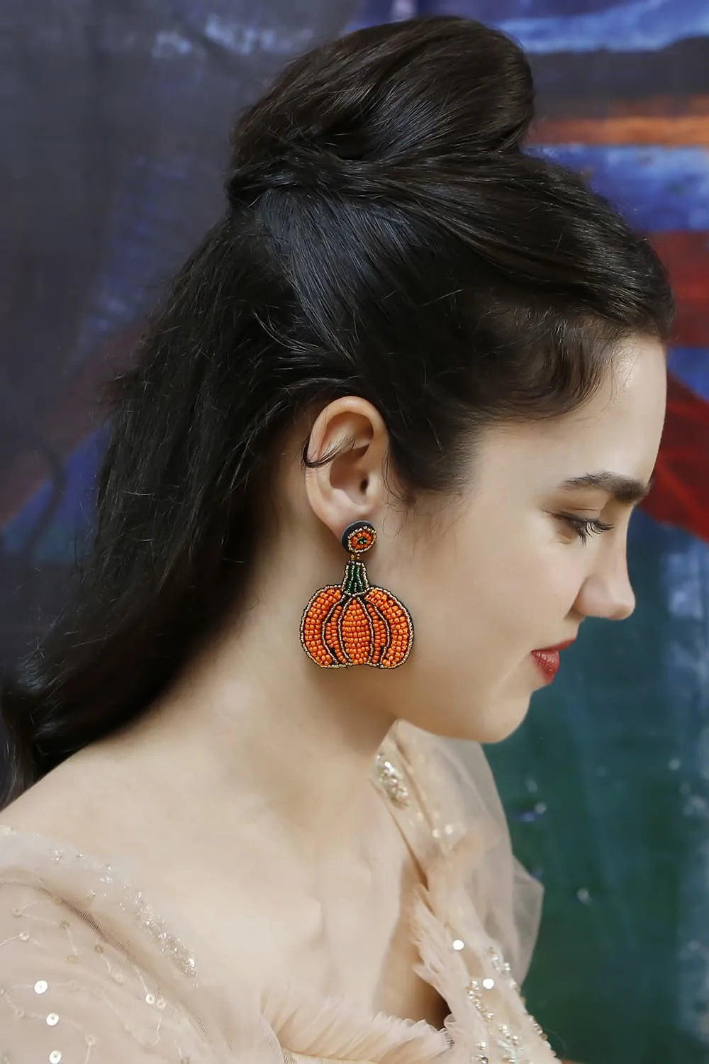 Beads Detail Pumpkin Shape Dangle Earring Earrings - Tophatter Daily Deals