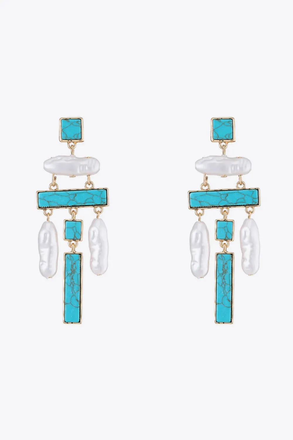 Turquoise Alloy Earrings Gold One Size Earrings - Tophatter Daily Deals