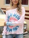 Tie-Dye Dropped Shoulder Long Sleeve T-Shirt Women's T-Shirts - Tophatter Daily Deals