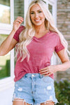 Heathered V-Neck Short Sleeve T-Shirt Women's T-Shirts - Tophatter Daily Deals