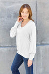 Basic Bae Full Size V-Neck Lantern Sleeve Blouse Blouses - Tophatter Daily Deals