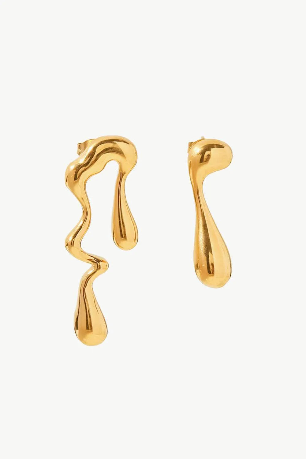 18K Gold Plated Geometric Mismatched Earrings Gold One Size Earrings - Tophatter Daily Deals