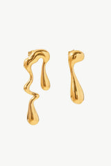 18K Gold Plated Geometric Mismatched Earrings Gold One Size Earrings - Tophatter Daily Deals