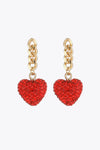 Rhinestone Heart Chain Drop Earrings Earrings - Tophatter Daily Deals