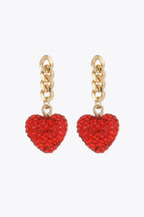 Rhinestone Heart Chain Drop Earrings Earrings - Tophatter Daily Deals