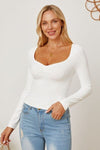 Ruched Long Sleeve T-Shirt White Women's T-Shirts - Tophatter Daily Deals