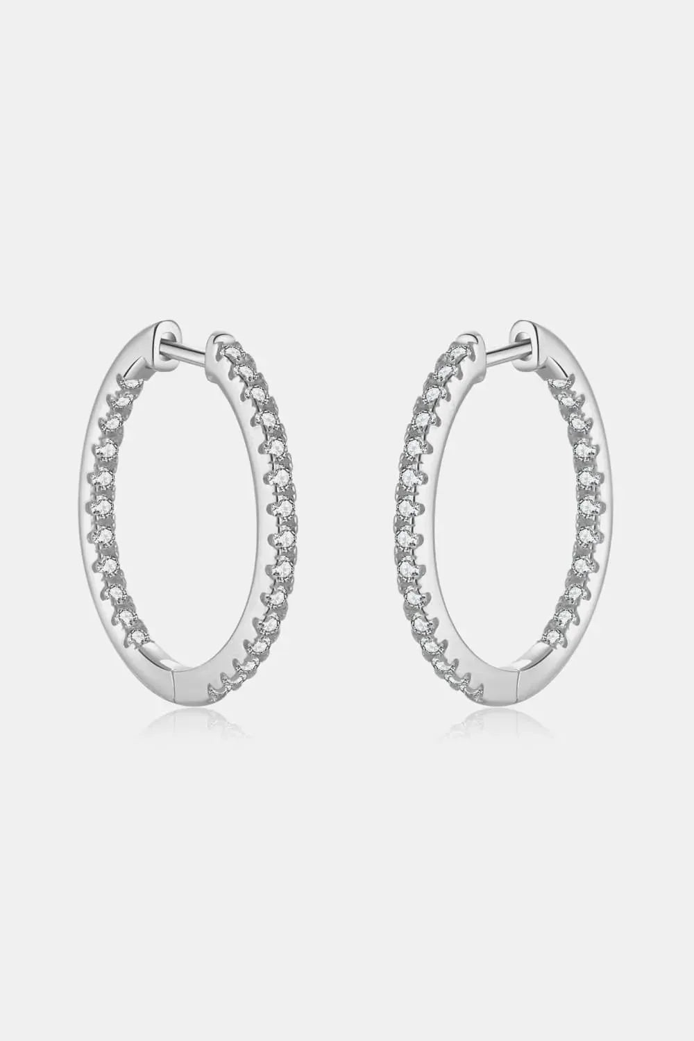 Inlaid Zircon 925 Sterling Silver Huggie Earrings Silver One Size Earrings - Tophatter Daily Deals