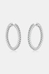 Inlaid Zircon 925 Sterling Silver Huggie Earrings Silver One Size Earrings - Tophatter Daily Deals