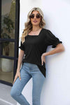 Square Neck Flounce Sleeve Top Blouses - Tophatter Daily Deals