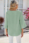 V-Neck Three-Quarter Sleeve Top Women's T-Shirts - Tophatter Daily Deals