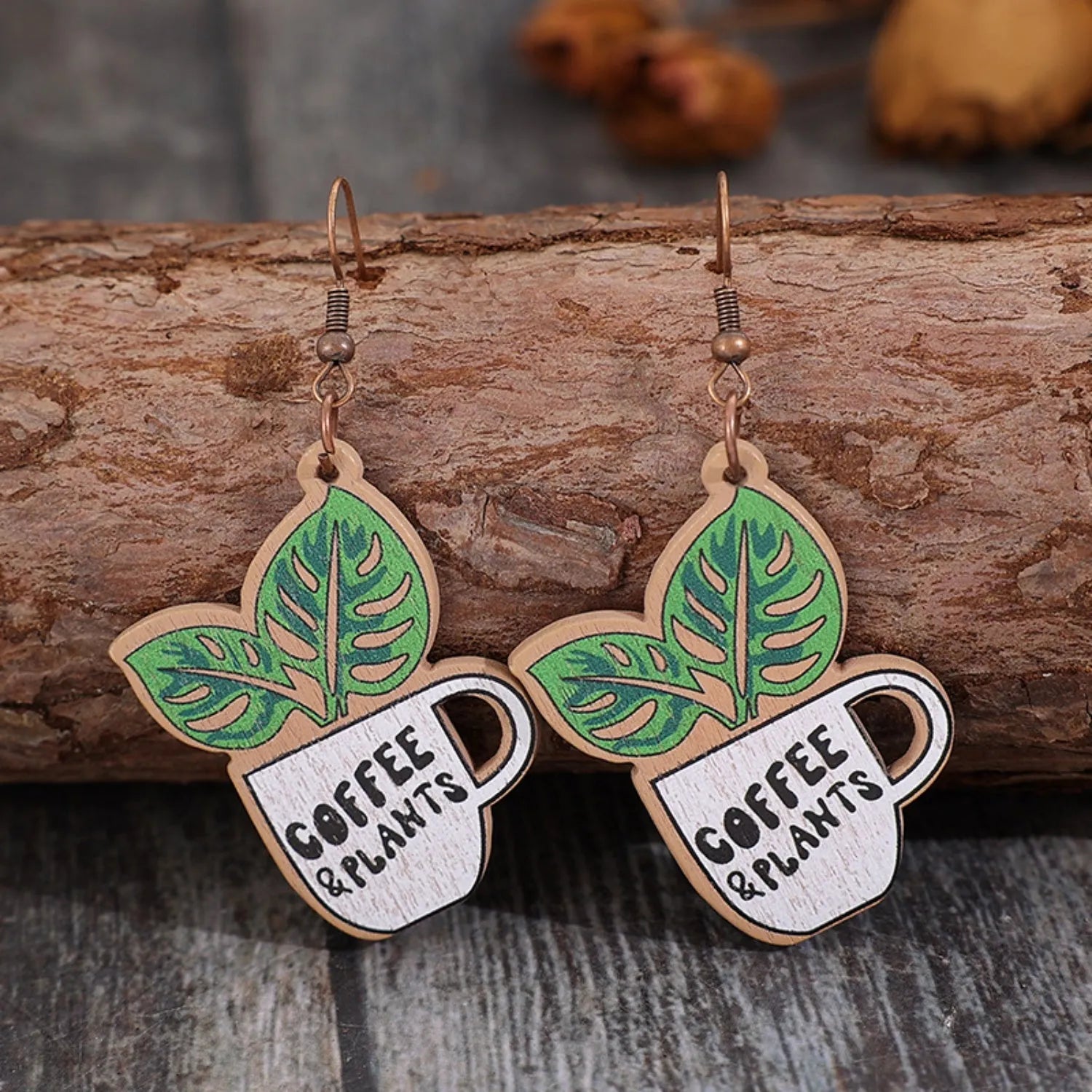 Wooden Alloy Dangle Earrings Earrings - Tophatter Daily Deals