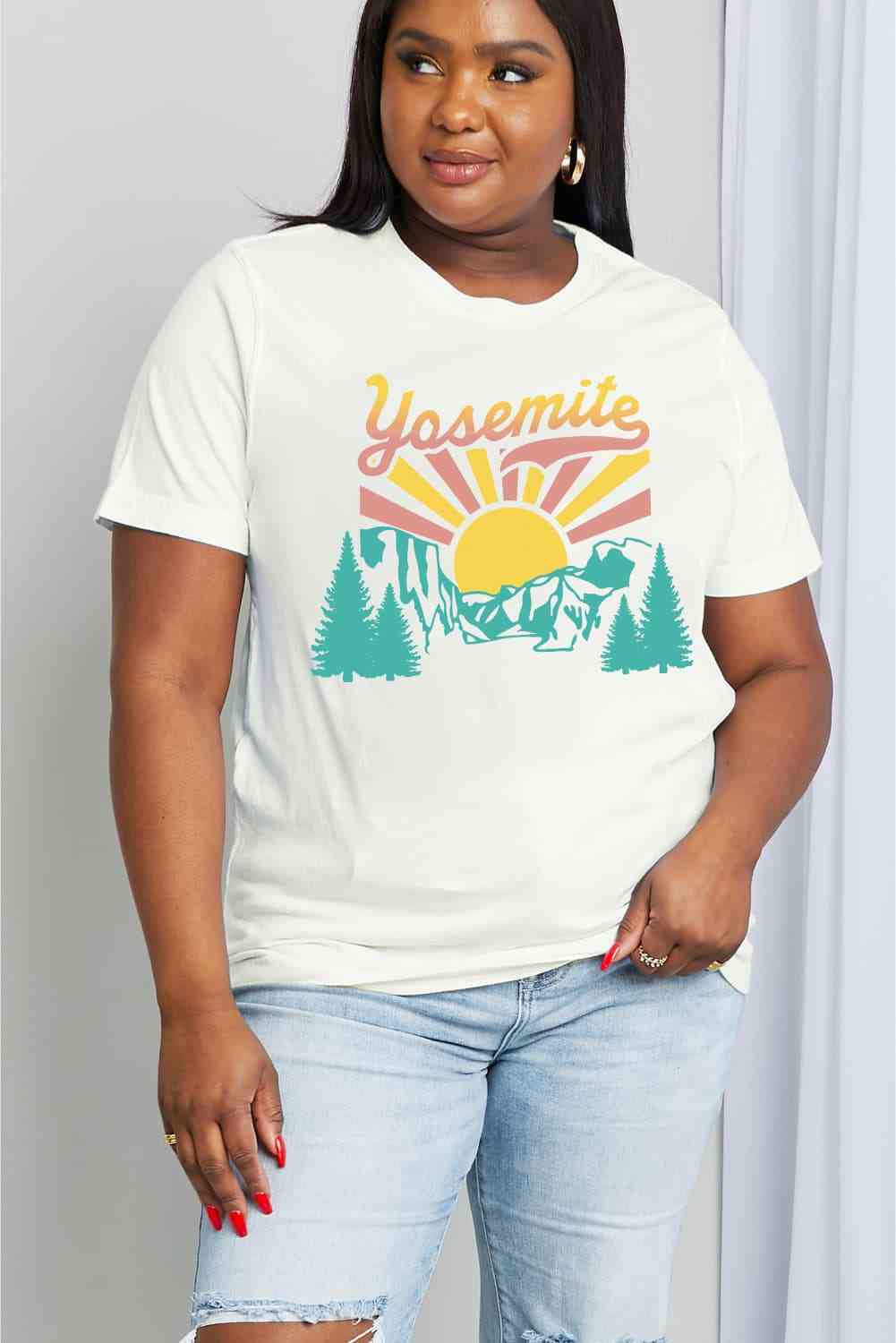 Simply Love Full Size YOSEMITE Graphic Cotton Tee Women's T-Shirts - Tophatter Daily Deals