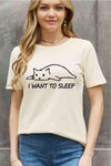 Simply Love Full Size I WANT TO SLEEP Graphic Cotton Tee Ivory Women's T-Shirts - Tophatter Daily Deals