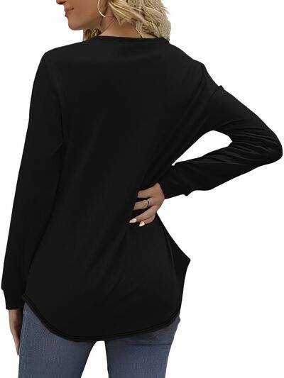 Round Neck Long Sleeve T-Shirt Women's T-Shirts - Tophatter Daily Deals