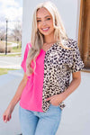 Leopard Color Block V-Neck Blouse Blouses - Tophatter Daily Deals