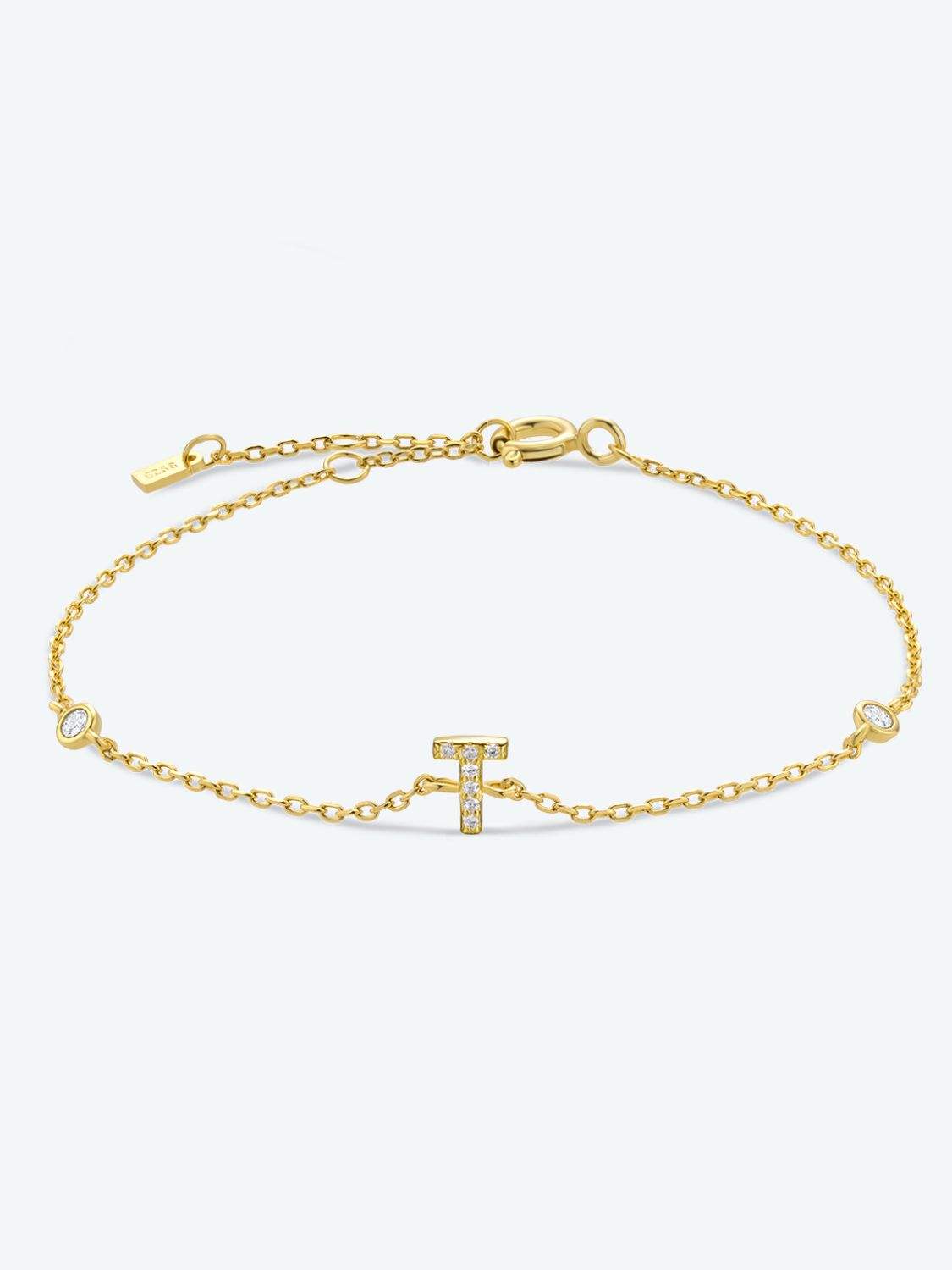 Q To U Zircon 925 Sterling Silver Bracelet T Gold One Size Bracelets - Tophatter Daily Deals
