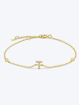 Q To U Zircon 925 Sterling Silver Bracelet T Gold One Size Bracelets - Tophatter Daily Deals