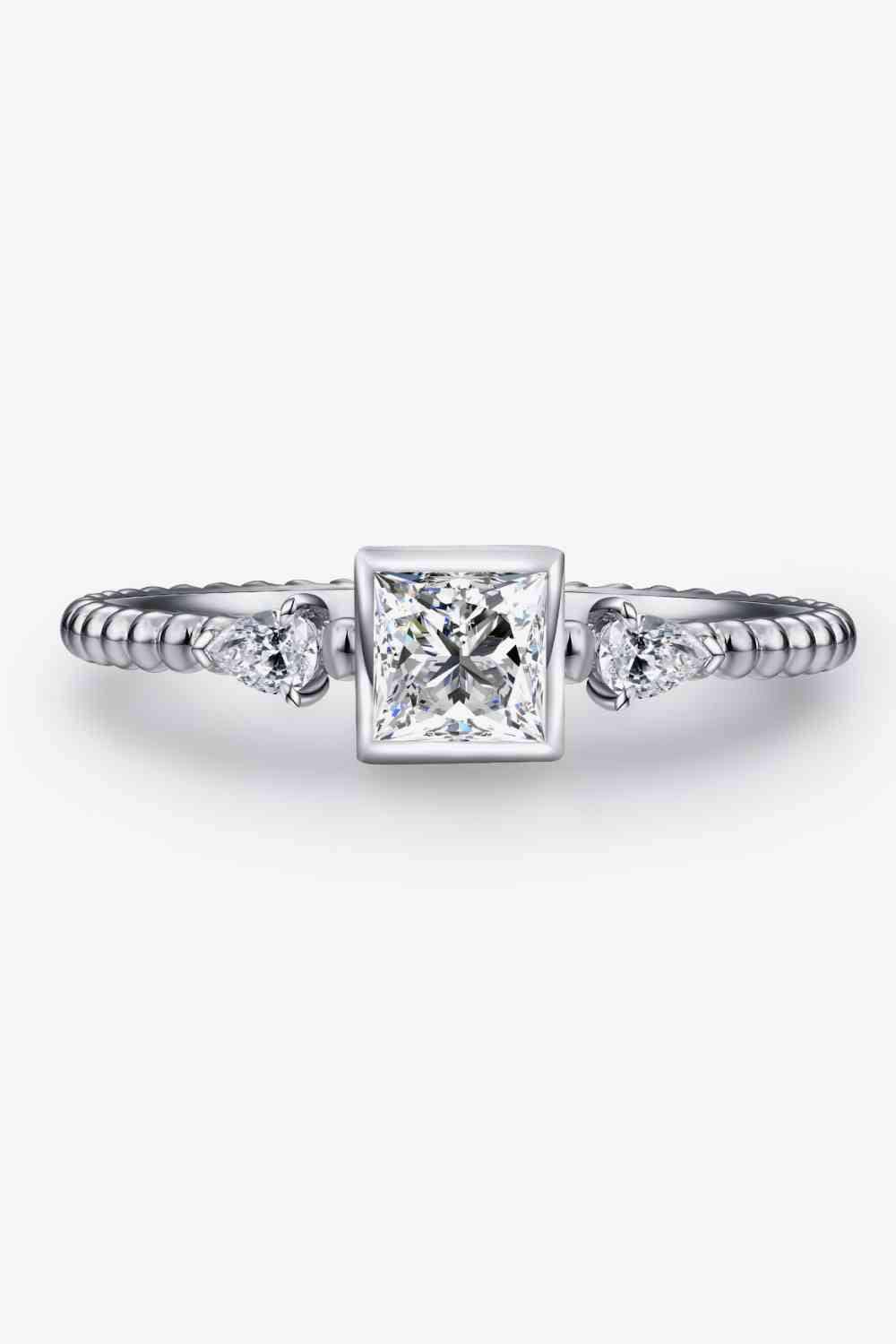 Moissanite Square Shape 925 Sterling Silver Ring Moissanite - Tophatter Daily Deals