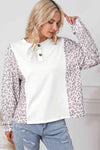 Leopard Round Neck Long Sleeve Top Blouses - Tophatter Daily Deals