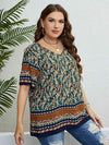 Bohemian Printed V-Neck Blouse Blouses - Tophatter Daily Deals