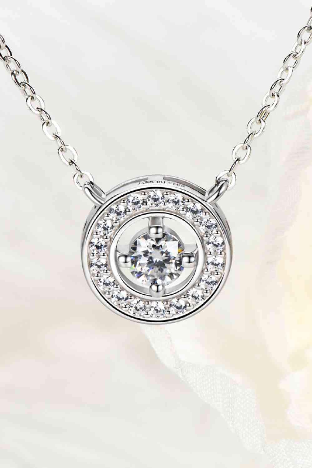 925 Sterling Silver Moissanite Geometric Pendant Necklace Silver One Size Moissanite - Tophatter Daily Deals