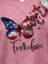 FREEDOM Butterfly Graphic Short Sleeve Tee Women's T-Shirts - Tophatter Daily Deals