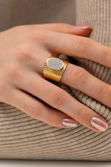 Wide Band Stainless Steel Open Ring White One Size Rings - Tophatter Daily Deals
