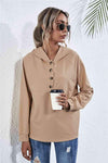 Buttoned Raglan Sleeve Hooded Blouse Blouses - Tophatter Daily Deals