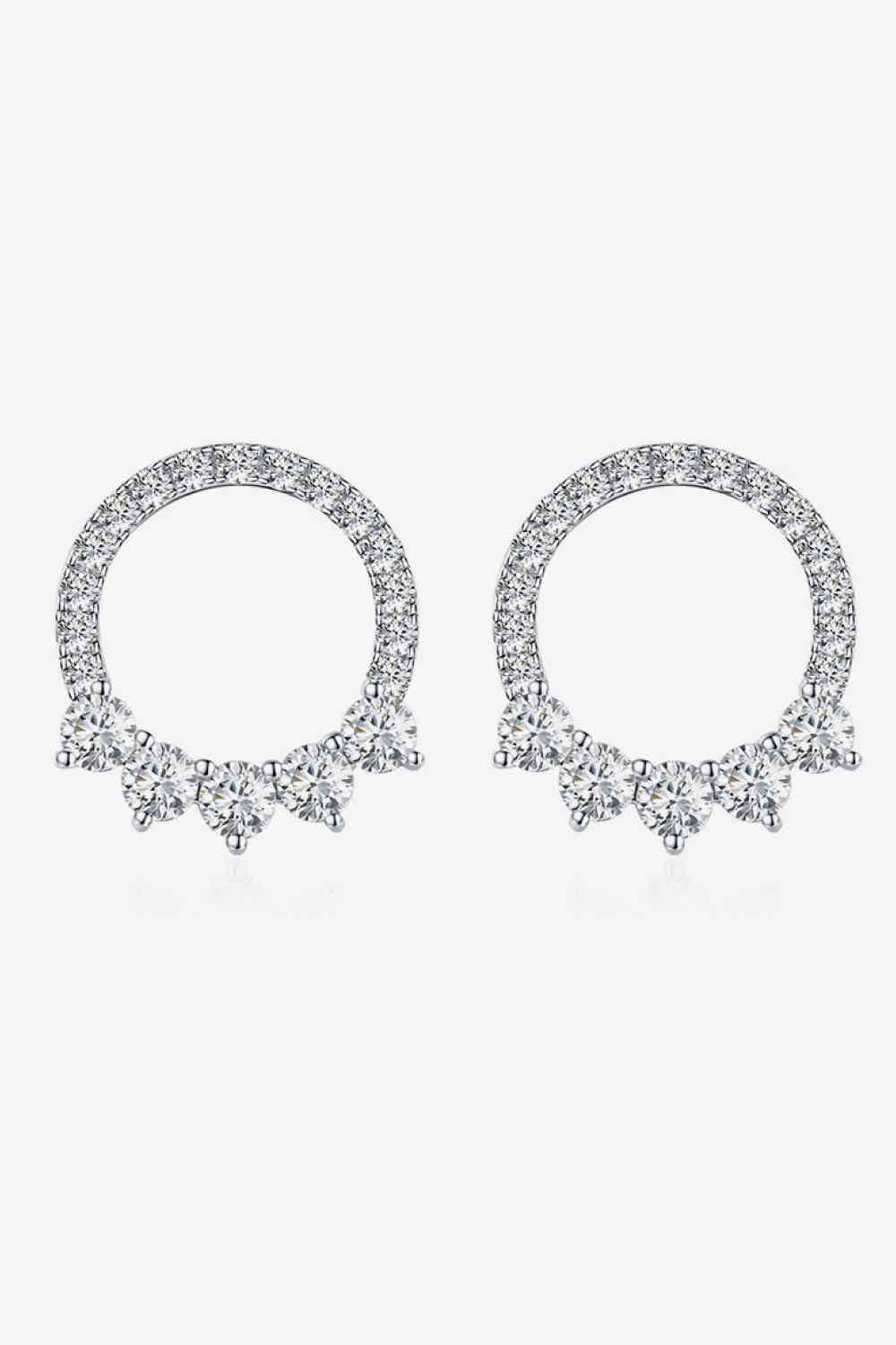 Moissanite Platinum-Plated Earrings Silver One Size Moissanite - Tophatter Daily Deals